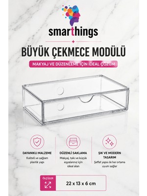 Maison Luré Şeffaf Çok Bölmeli Makyaj ve Takı Düzenleyici Organizer 22X13X6 cm Makyaj & Takı
