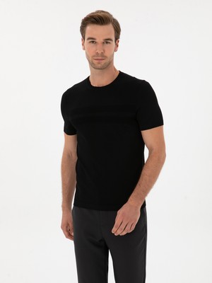 Cacharel Black Slim Fit Crew Neck Knit T-Shirt