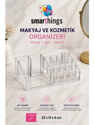 Maison Luré Şeffaf Akrilik Çok Bölmeli Makyaj ve Kozmetik Organizer Standı Makyaj & Takı Organizeri