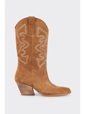 Elle Taba Deri Kadın Western Çizme