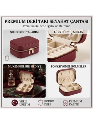 Maison Luré Deri Takı Düzenleyici, Seyahat Için Kolye ve Yüzük Organizer, Bordo