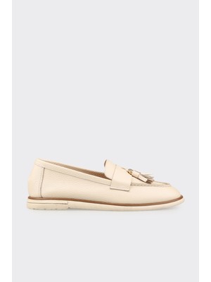 Elle Ecru Leather Women's Casual Shoes