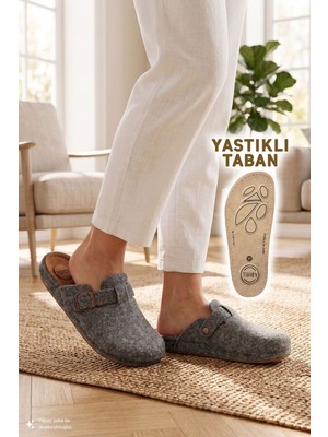 Twigy Tuana Kadın,Garson Boy Ev Terliği Füme 36/40