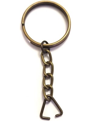 Anahtarlık Halkası, Halka + Zincir + Üçgen, 24MM, Antik, 1 Adet