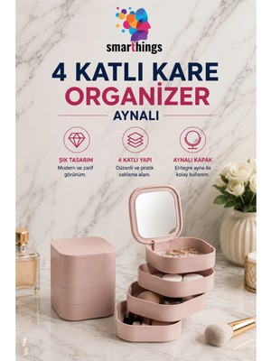 Maison Luré 4 Katlı Aynalı Makyaj ve Takı Saklama Kutusu, Şık ve Kullanışlı Tasarım