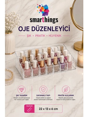 Maison Luré Şeffaf 24 Bölmeli Akrilik Oje ve Kozmetik Düzenleyici Makyaj & Takı Organizeri 22X13X6