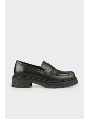 Elle Black Leather Women's Casual Shoes