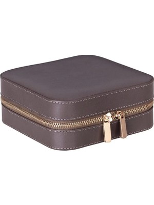 Bloominbag Amanda Mushroom Taupe Grande – Gerçek Deri Takı & Mücevher Kutusu