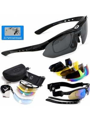 Oakley Polarize 5 Lensli Taktik Gözlük Siyah Güneş Koruması Erkekler İçin Airsoft Kullanımı