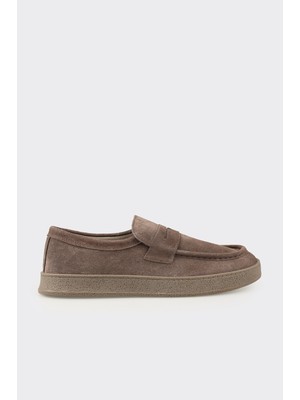 Elle Taupe Leather Men's Casual Shoes