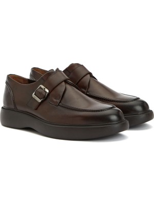 Divarese Dıvarese Kahverengi Tokalı Erkek Deri Ayakkabı