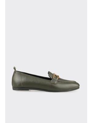 Elle Khaki Leather Women's Casual Shoes