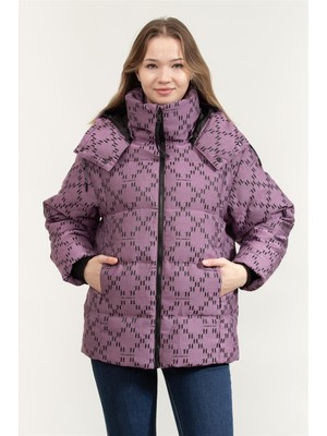 Karl Lagerfeld Diamond Jacquard Down Kadın Mont Siyah