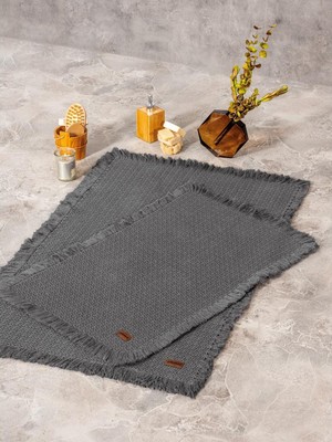 Cotton Box Bath Rug Set Antrasit 75X125 60X90