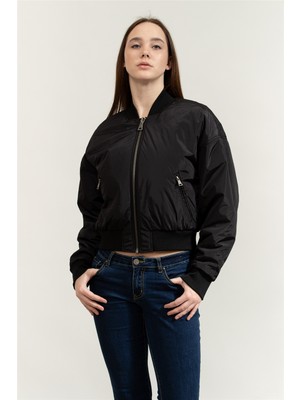 Versace Jeans Couture Crinkle Argyle Nl Jacket Kadın Mont Siyah