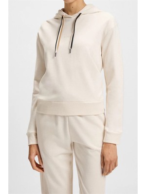 Boss Cp Stripe Hoodie Kadın Kapüşonlu Sweatshirt Beyaz