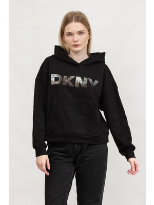 Dkny Kadın Kapüşonlu Sweatshirt Siyah