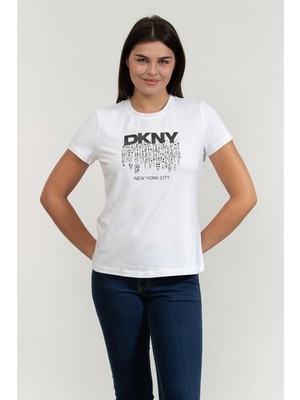 Dkny Kadın Bisiklet Yaka T-Shirt Beyaz