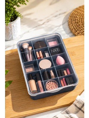 Maison Luré 15 Bölmeli Kapaklı Organizer Kutu, Makyaj ve Kozmetik Saklama Çözümü