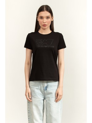 Ea7 Kadın Bisiklet Yaka T-Shirt Siyah