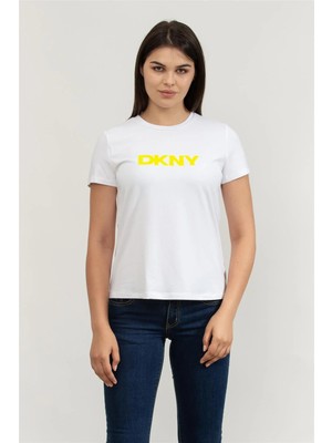 Dkny Kadın Bisiklet Yaka T-Shirt Beyaz
