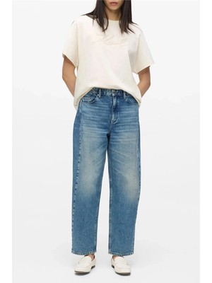Karl Lagerfeld Barrel Denim Pants Kadın Jean Pantolon Mavi