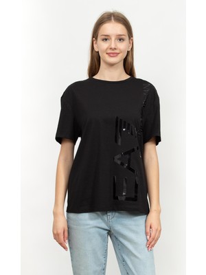 Ea7 Kadın Bisiklet Yaka T-Shirt Siyah