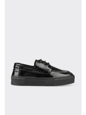 Elle Black Leather Women's Sneakers