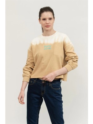 Replay Slim Kadın Bisiklet Yaka Sweatshirt Sarı