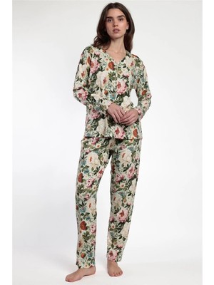 Admas Cretona Kadın Pijama Takımı Taş Rengi