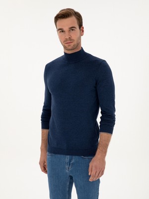 Cacharel Indigo Slim Fit Pamuk Karışımlı Yarım Balıkçı Yaka Triko Kazak