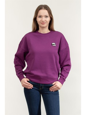 Karl Lagerfeld Ikonik Kadın Kapüşonlu Sweatshirt Mor