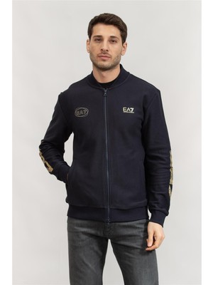 Ea7 Erkek Fermuarlı Sweatshirt Mavi