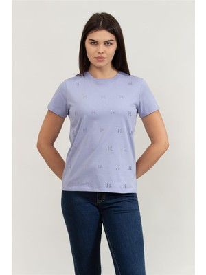 Karl Lagerfeld Kadın Bisiklet Yaka T-Shirt Lavanta
