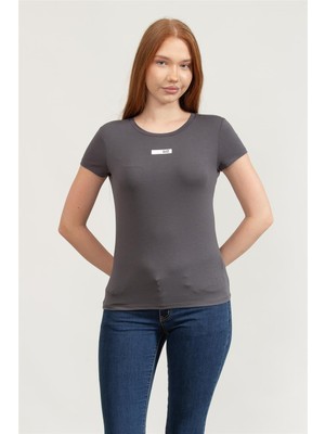 Ea7 Kadın Bisiklet Yaka T-Shirt Antrasit