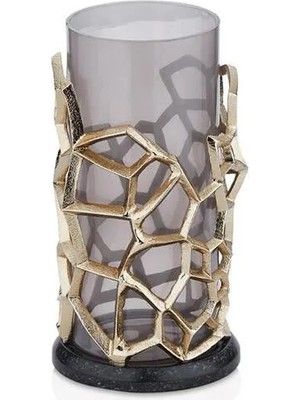 Cornella Pillar Antik Gold Gri Ombreli Cam Mumluk Küçük Ağız :11 cm x Boy:25 cm