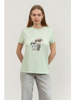 Karl Lagerfeld Ikon Rs Duo Kadın Bisiklet Yaka T-Shirt Çok Renkli