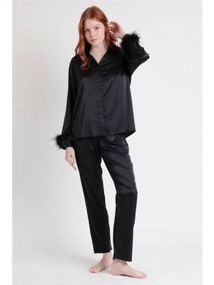 Admas Marabu Luxe Kadın Pijama Takımı Siyah