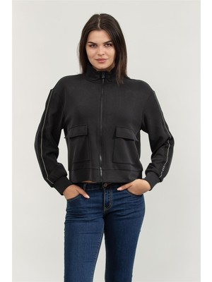 Ea7 Kadın Fermuarlı Sweatshirt Siyah