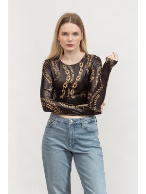 Versace Jeans Couture Kadın Bisiklet Yaka T-Shirt Siyah