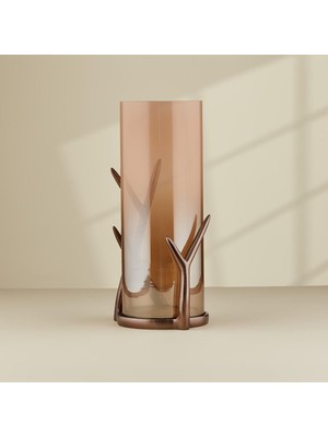 Cornella Gınger Saten Bronz Ayaklı Cam Vazo Küçük Ağız:12 cm Xboy:33 cm