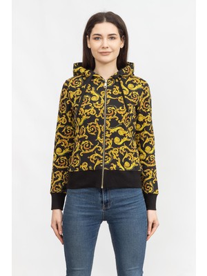 Versace Jeans Couture Kadın Fermuarlı Sweatshirt Siyah