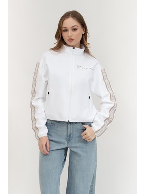 Ea7 Kadın Fermuarlı Sweatshirt Beyaz