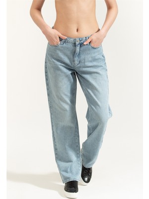 Karl Lagerfeld Embroidery Detail Denim Pants Kadın Jean Pantolon Mavi