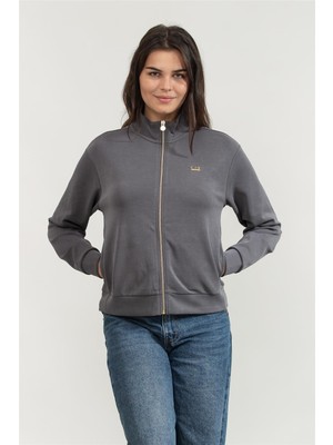 Ea7 Kadın Fermuarlı Sweatshirt Antrasit