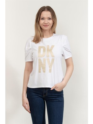 Dkny Kadın Bisiklet Yaka T-Shirt Beyaz