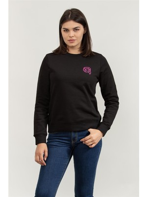 Karl Lagerfeld Kadın Bisiklet Yaka Sweatshirt Siyah