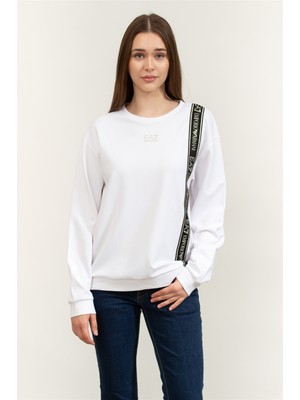 Ea7 Kadın Bisiklet Yaka Sweatshirt Beyaz