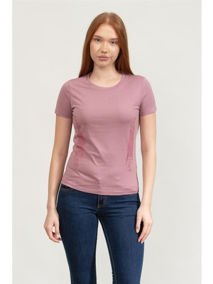 Ea7 Kadın Bisiklet Yaka T-Shirt Çok Renkli