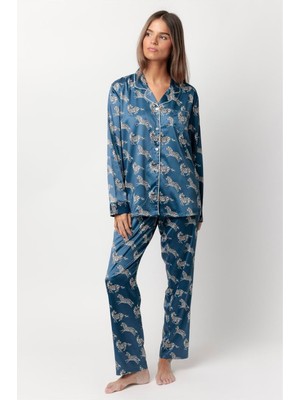 Admas Jungle Fever Kadın Pijama Takımı Mavi